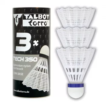 Volant de badminton en nylon TALBOT TORRO Tech 350 Medium, blanc/bleu, 1 pièce 479112