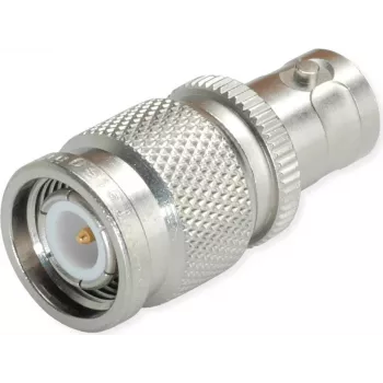 Adaptateur Telegärtner BNC femelle vers TNC mâle, 50 Ohm, laiton nickelé, DC-4 GHz, droit