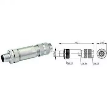 Connecteur M12 D-codé Cat.5 à confectionner sur site TELEGÄRTNER, 4 broches, blindé, droit J80026A0200