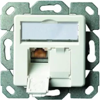 Prise RJ45 encastrée blindée AMJ-S Cat.6A TELEGÄRTNER J00020A0523, 2 ports, blanc pur