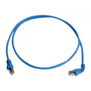 Câble patch Telegärtner L00002A0177, Cat 6A S/FTP PiMF, 3,0 m, connecteur coudé à 90° d'un côté, 10 Gbit/s, sans halogène, bleu