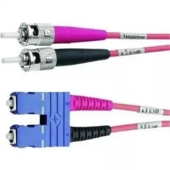 Câble patch fibre optique ST vers SC duplex multimode OM4 Telegärtner, 50/125 µm, 3 m, aqua L00892A0072
