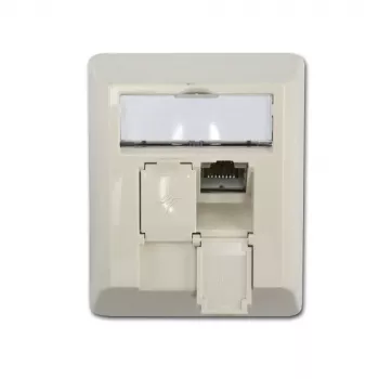 Prise réseau murale RJ-45 blindée Cat.6 Telegärtner, blanc perle