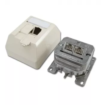 Prise réseau murale RJ-45 blindée Cat.6 Telegärtner, blanc perle