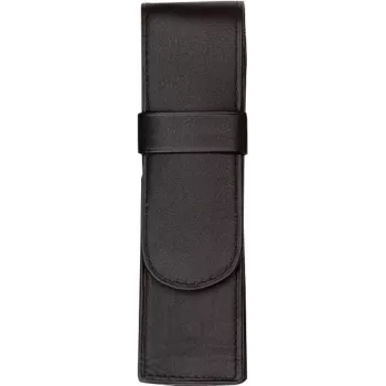 Étui à stylos JÜSCHA Alassio pour 2 instruments d'écriture, cuir véritable, noir, fermeture à rabat (2610)
