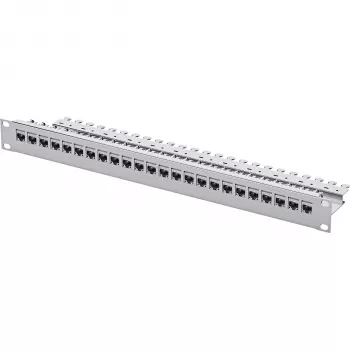 Panneau de brassage Telegärtner 24 ports Cat.6 UTP, 1U 19 pouces montable en rack, gris clair RAL 7035