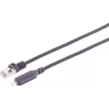Câble adaptateur USB-C LAN 1G S CONN MAXIMUM CONNECTIVITY, USB Type C vers RJ45, aluminium, noir, 5m (14-51055)