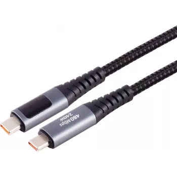 Câble de charge USB-C vers USB-C S CONN MAXIMUM CONNECTIVITY, 240W PD, écran intégré, 1m 14-59025