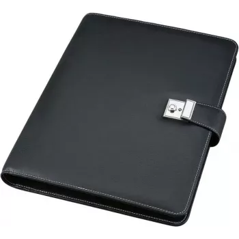 Chemise à documents A4 JÜSCHA Alassio avec mécanisme à anneaux, similicuir, noir, 5 pochettes à documents 31514