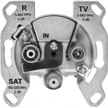 TechniSat TECHNIPRO SV600 V2 Prise murale d'antenne 3 trous avec découplage par diode DC (TV, radio, SAT) 0004/3075