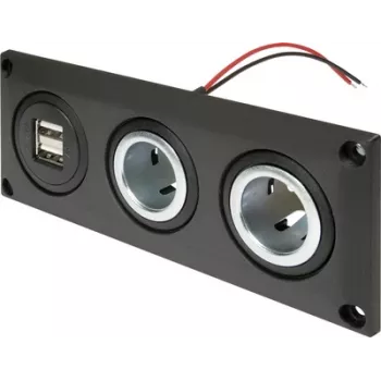 Prise de courant encastrable ProCar 67326500 12V/24V avec port de charge USB, DIN/ISO 4165, 16A/8A, 5V/2.1A, noire
