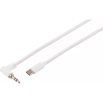 Câble audio 3,5 mm coudé vers droit S CONN MAXIMUM CONNECTIVITY, blanc, 2 m 14-08036