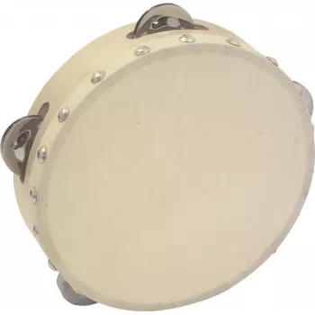 DIMAVERY DTH-704 tambourin 18 cm bois naturel avec cymbalettes en acier 26053174