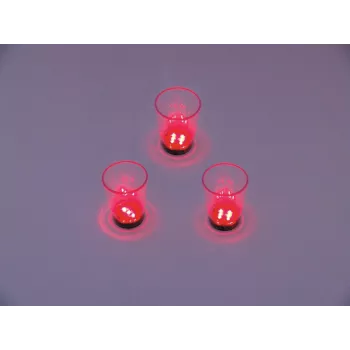 EUROPALMS verre à shot LED 2cl avec jeu de dés, rouge, 3 pièces 83309050