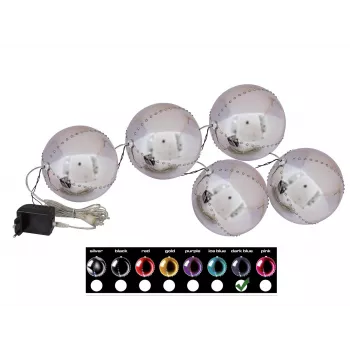 EUROPALMS boule de neige LED 8 cm, bleu foncé, ensemble de 5 83501239