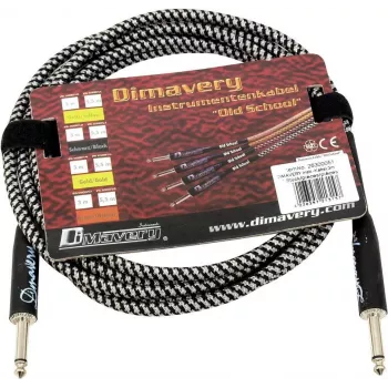 DIMAVERY câble d'instrument 3 m noir/argent fiches jack TS nickelées 26300051