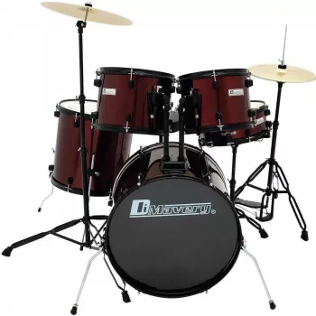 Batterie Dimavery DS-200 rouge vin incl. pédale de grosse caisse et cymbales