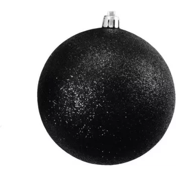 Ensemble de boules décoratives EUROPALMS 10 cm, noir, pailleté, 4 pièces 83501268