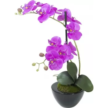 Arrangement d'orchidées artificielles 4 EUROPALMS, Phalaenopsis blanche en pot céramique, 60 cm 82530349