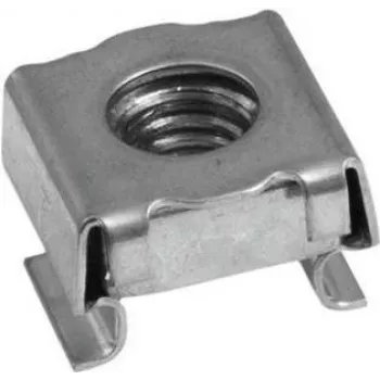 Écrou cage M6 pour rail de rack AM-6, acier zingué, trou carré, encliquetage sans outil 30007701