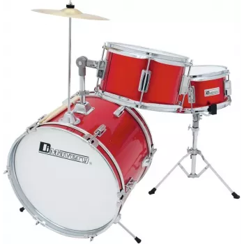 Batterie pour enfants DIMAVERY rouge 5 pièces acoustique avec cymbales, tabouret et baguettes