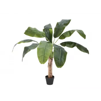 Bananier artificiel EUROPALMS, 100 cm, feuilles vertes, pot noir 82509503