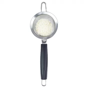 LURCH TANGO Passoire de cuisine 9,5 cm, noir/argent, passoire fine en acier inoxydable avec poignée en plastique 230240