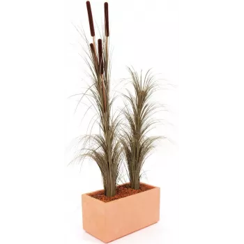 EUROPALMS Herbe de roseau artificielle avec quenouilles, brun foncé, 152 cm 82505857