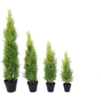 EUROPALMS Cyprès de Leyland plante artificielle, 120 cm, feuillage vert, pot noir 82606964