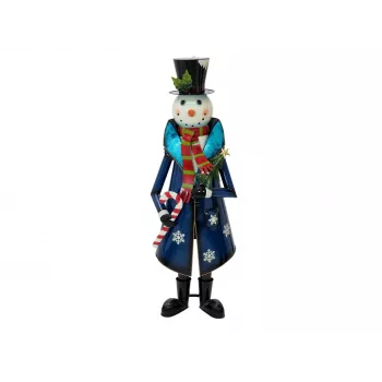 EUROPALMS bonhomme de neige avec manteau, métal, 150 cm, bleu 83314907