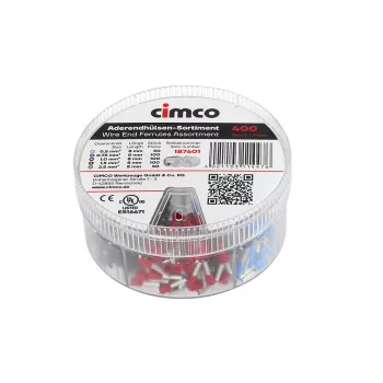 Cimco 187601 assortiment d'embouts de fil partiellement isolés, 1250 pièces, DIN 46228-4