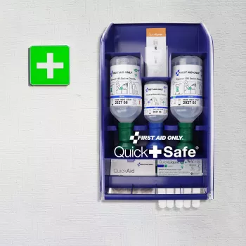Boîte de premiers secours First Aid Only Quick+ Safe DIN EN 15154-4, bleue, fixation murale, plastique ABS, contenu DIN 13157 P-44026 00