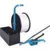 Banholzer&Wenz ensemble de cerclage en polyester 19 mm x 600 m avec distributeur portable et 1000 boucles en acier (17051)