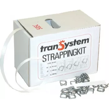 Kit de cerclage en polyester Banholzer&Wenz 16 mm x 200 m avec 80 boucles 17041