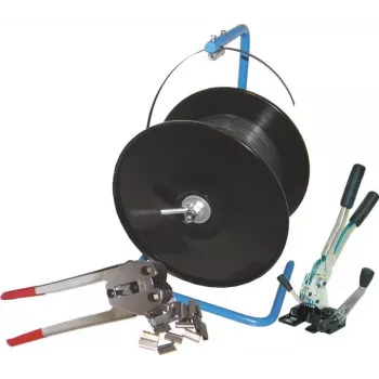 Kit de cerclage PP Banholzer&Wenz avec dévidoir manuel, 16 mm x 500 m, 2000 sceaux 17514