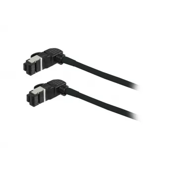 SYNERGY21 S218115 CAT6A S/FTP câble de raccordement slim, RJ45, 2 m, noir, 500 MHz, LSZH, connecteur rotatif