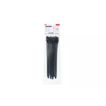 Collier de serrage réutilisable HellermannTyton SOFTFIX® 260 mm x 11 mm, noir, lot de 8 115-11270