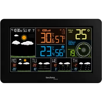 Station météo Wi-Fi Techno Line WD2700 avec prévisions à 4 jours, écran couleur, capteur intérieur/extérieur