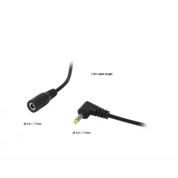 Câble de rallonge d'alimentation DC ALLNET 4,0mm x 1,7mm mâle vers femelle 1,5m noir ALL-Adapt-Ext4.00-1500