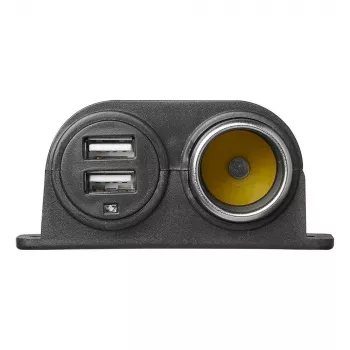 Prise de courant pour véhicule IWH 12/24V avec 2 ports USB, sortie totale 4,2A (019010)