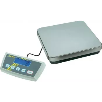Kern DE 60K10D Balance plateforme double portée, capacité 60 kg, lisibilité 10/20 g, plateau de pesée en acier inoxydable, alimentation sur batterie et secteur