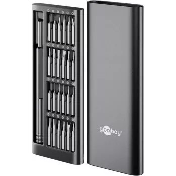 Goobay 77836 Precision Screwdriver Set 24-Piece with Magnetic Bit Holder