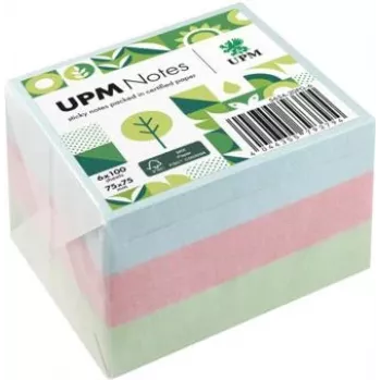 Notes autocollantes UPM Notes 5654-20PG-6 pastel 75x75mm 100 feuilles assorties 6 blocs