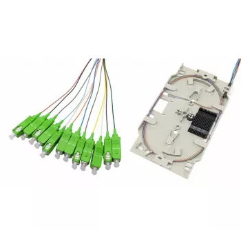 Tecline cassette d'épissure fibre optique avec 12x pigtails OM5, SC/UPC, 2,0 m, lot de 12 20500027