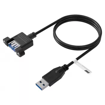 Câble de rallonge USB 3.0 EFB Elektronik, USB-A mâle vers USB-A femelle pour montage en panneau, 1,8 m, noir K5265SW.1V2