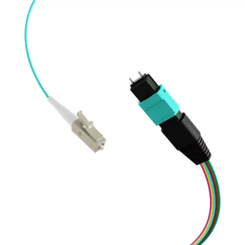 Câble fanout MPO-PLUS (M) vers LC OM3 12 fibres type B LSZH aqua 0,4m MPOM12LCOM3-0,4