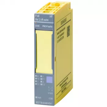 Module d'entrée analogique de sécurité Siemens SIMATIC ET 200SP F-AI 4xI (0)4..20mA HF, 4 canaux, 16 bits, SIL 3, PL e, largeur 20 mm, 6ES7136-6AA00-0CA1