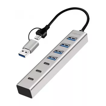 Hub USB 3.0 LogiLink, 7 ports, 4x USB-A 3x USB-C, boîtier en aluminium