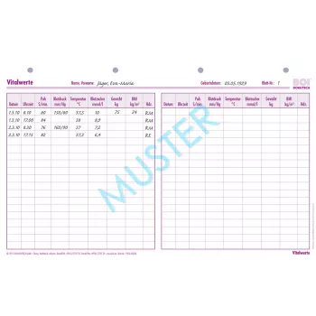 Formulaires BOI signes vitaux (A) + (S), 50 feuilles, A4, relevé des signes vitaux 9206-00206