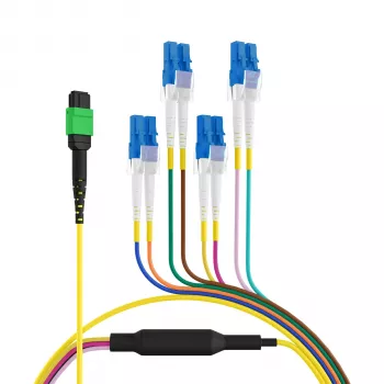 Câble trunk MPO-PLUS/APC(F) vers LC EFB Elektronik MPOF08LCOS2-2 OS2 8 fibres, type B, LSZH, jaune, 2 m
